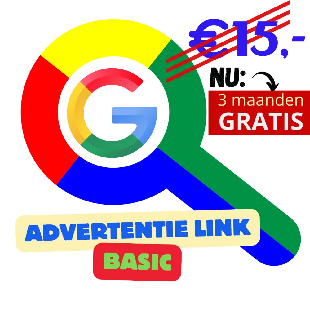 Google Ads promotie van het product Advertentie Link Basic voor effectieve reclame